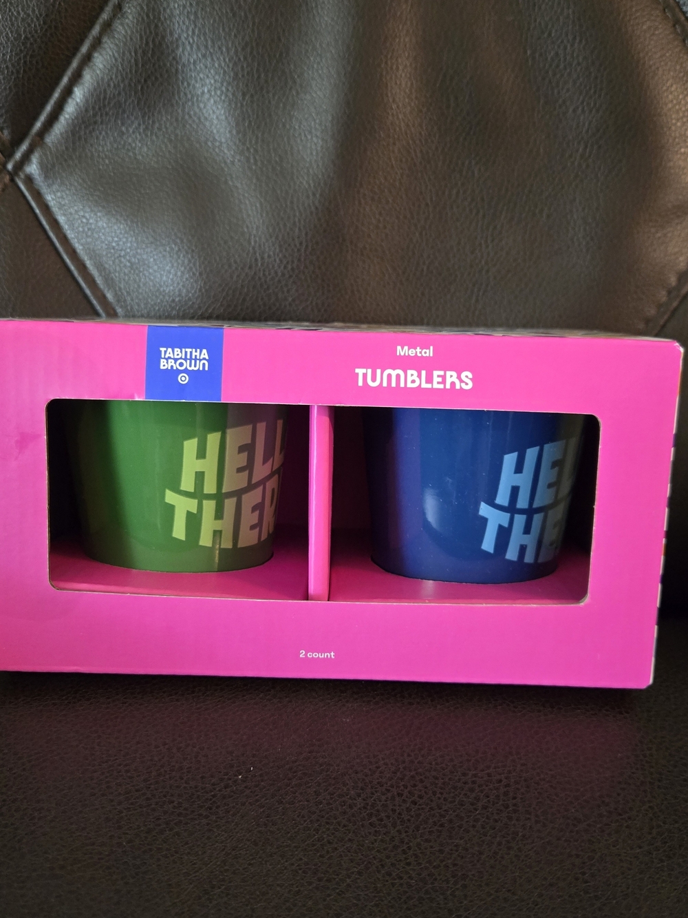 Tabitha Metal Tumblers Set in Green & Blue